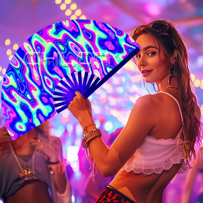 Custom printed bamboo large hand folding fan in wholesale