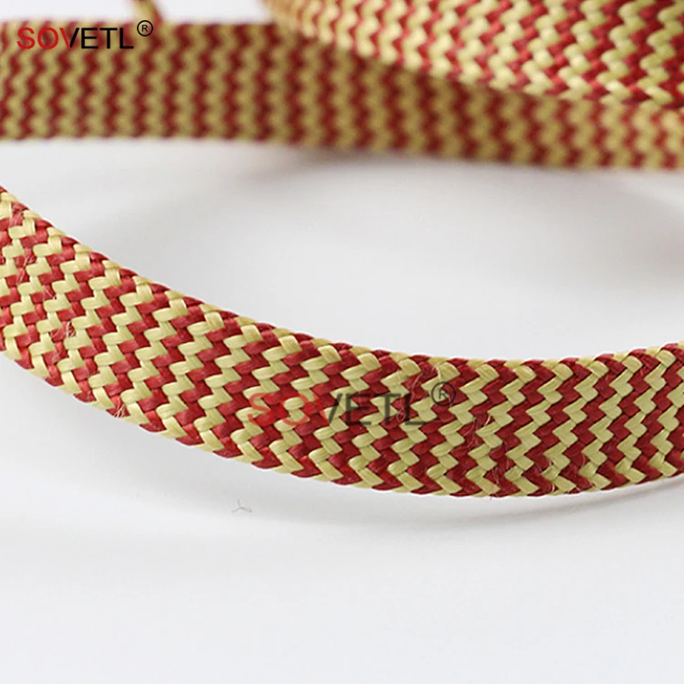 Aramid Hollow Webbing Sleeve Temperature Resistant Tubular Freproof Strap Woven Aramid Double layer webbing