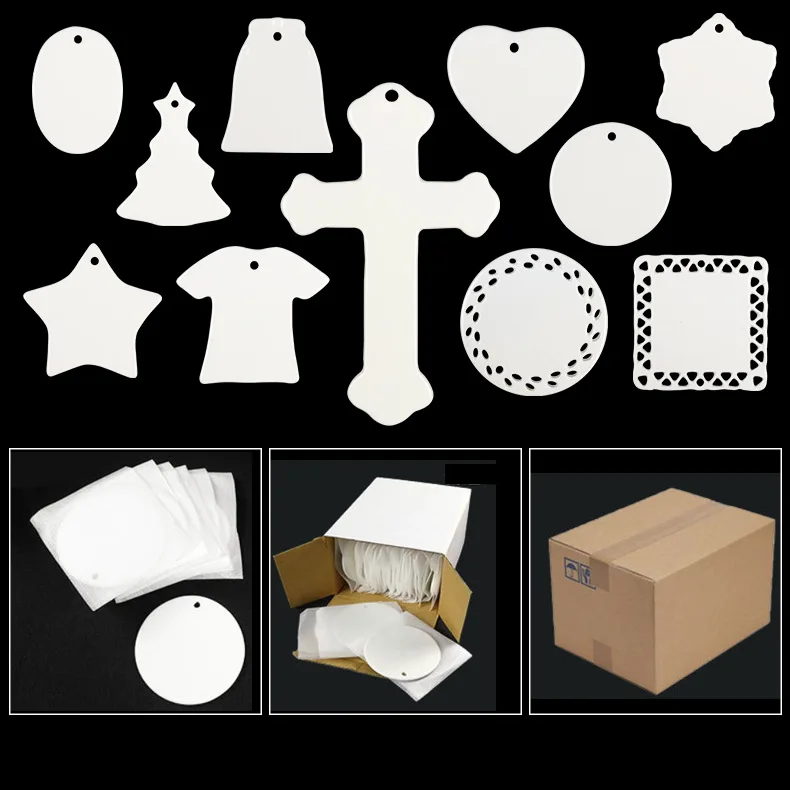 Christmas Ceramic Pendant Cardinal Bird Hanging 3-inch Double-sided Printing  Customizable Pattern  Ceramics Decoration