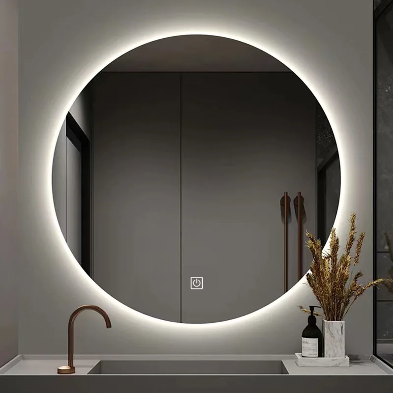 led backlit frameless lighted bathroom wall mirror Round Led Mirror diameter 60cm 80cm 100cm touch sensor switch for mirror