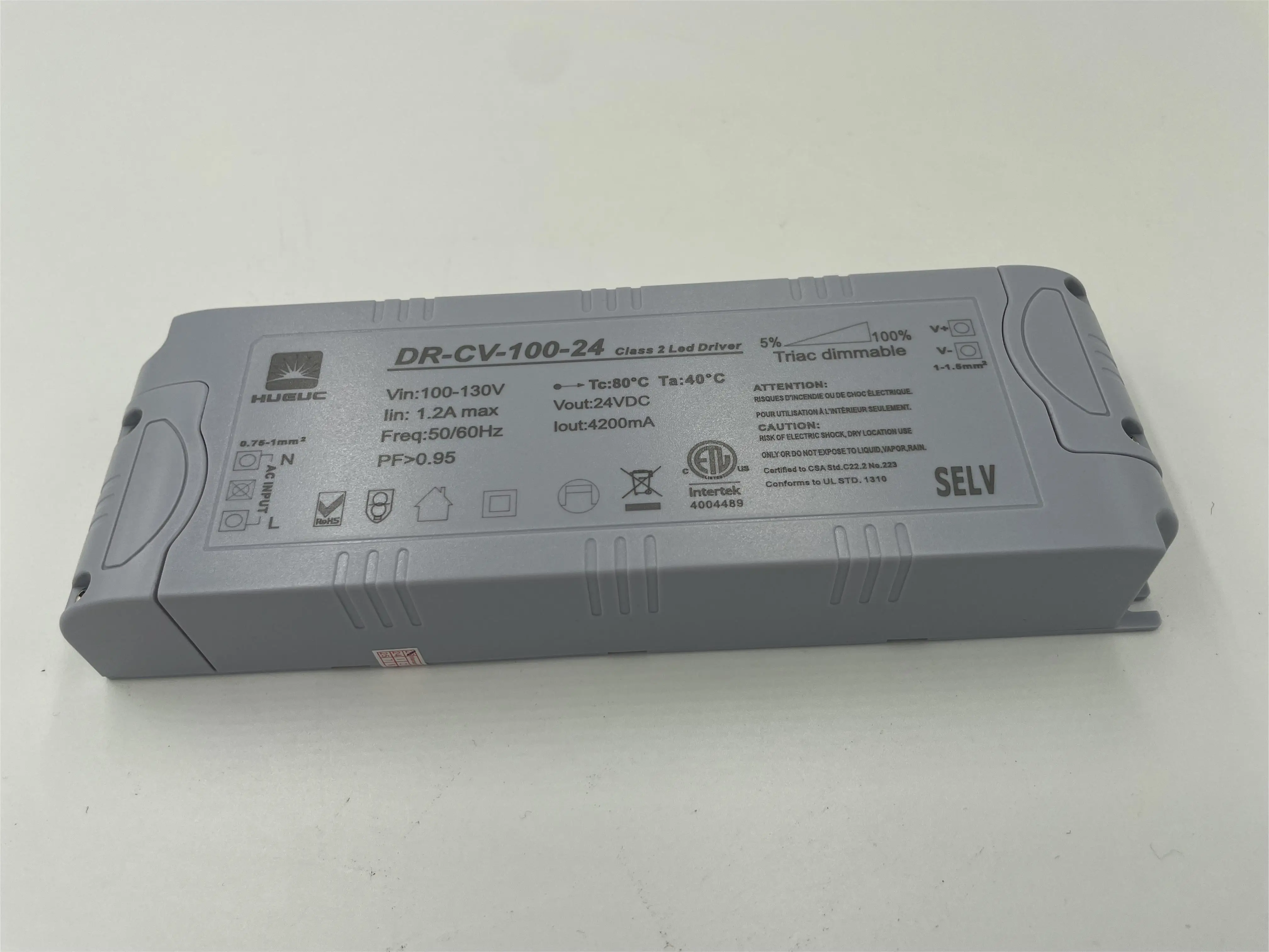 HUEUC 100w IP20 ETL 120V to 24v dimmable AC to DC led strip driver