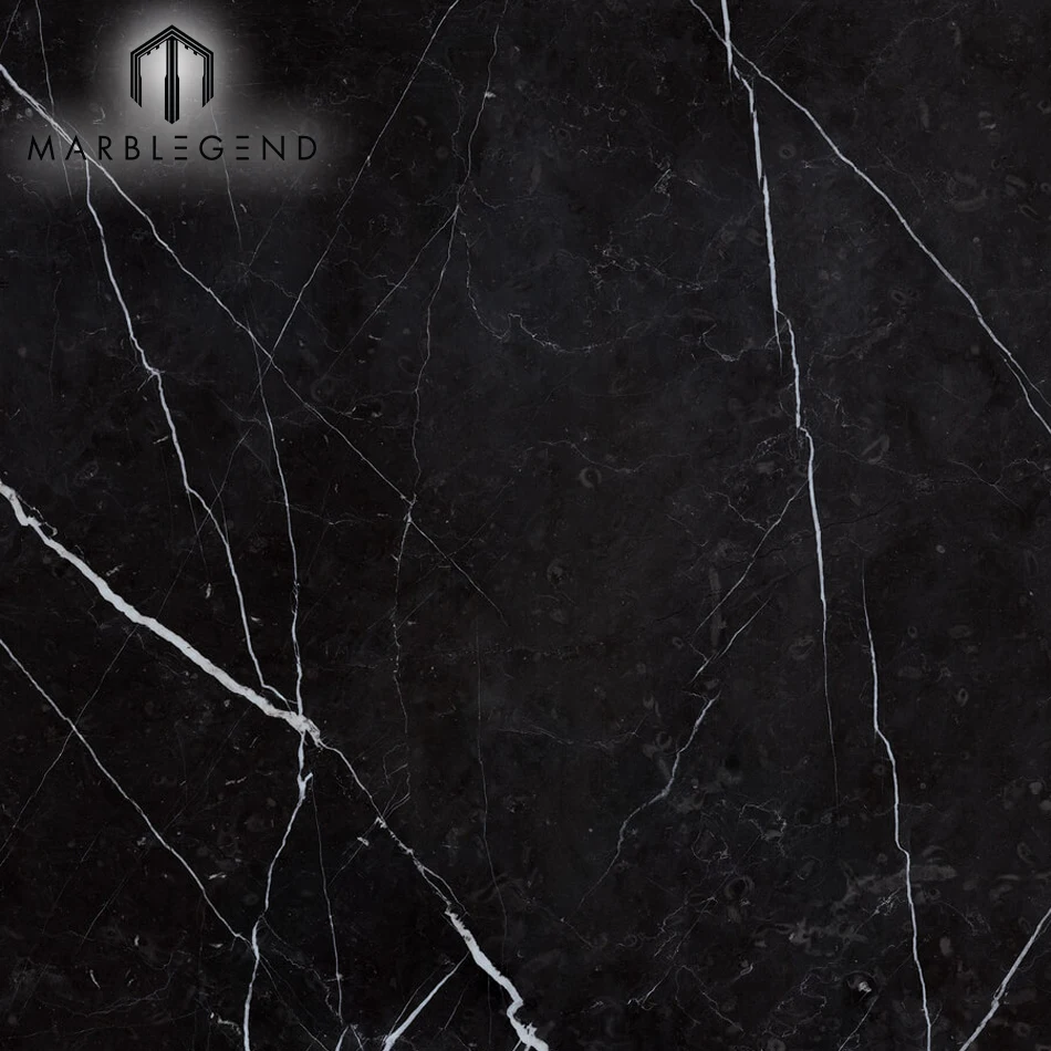 Honed surface Chinese natural stone matt nero marquina black marble slab