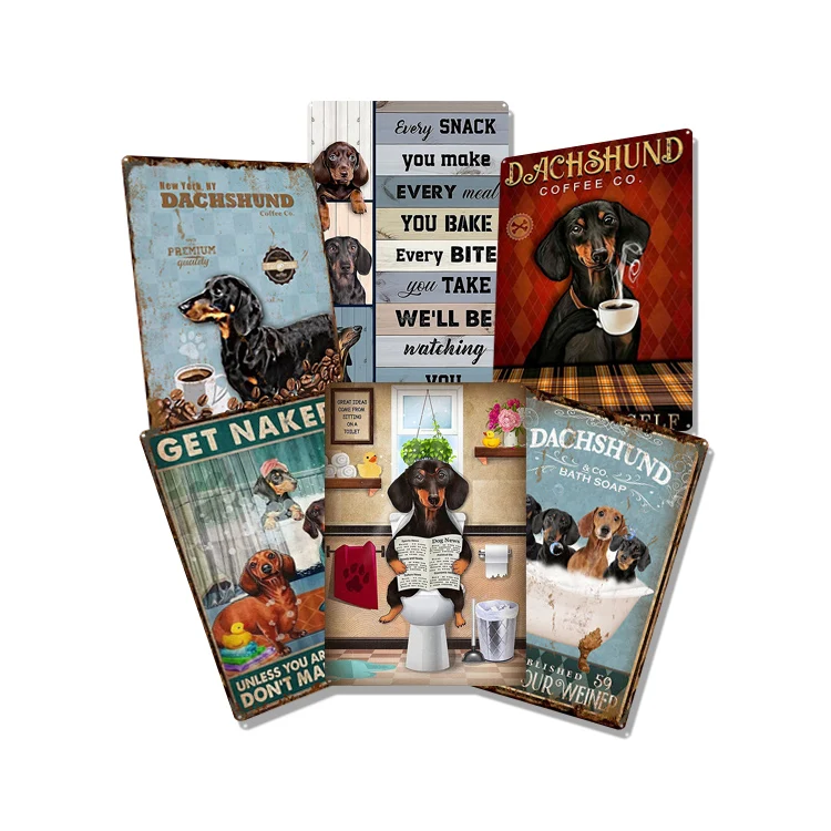Vintage Pet Dachshund Dog Metal Art Sign Wall Tin Signs Pub Bar Living Room Home Decor Retro Metal Poster