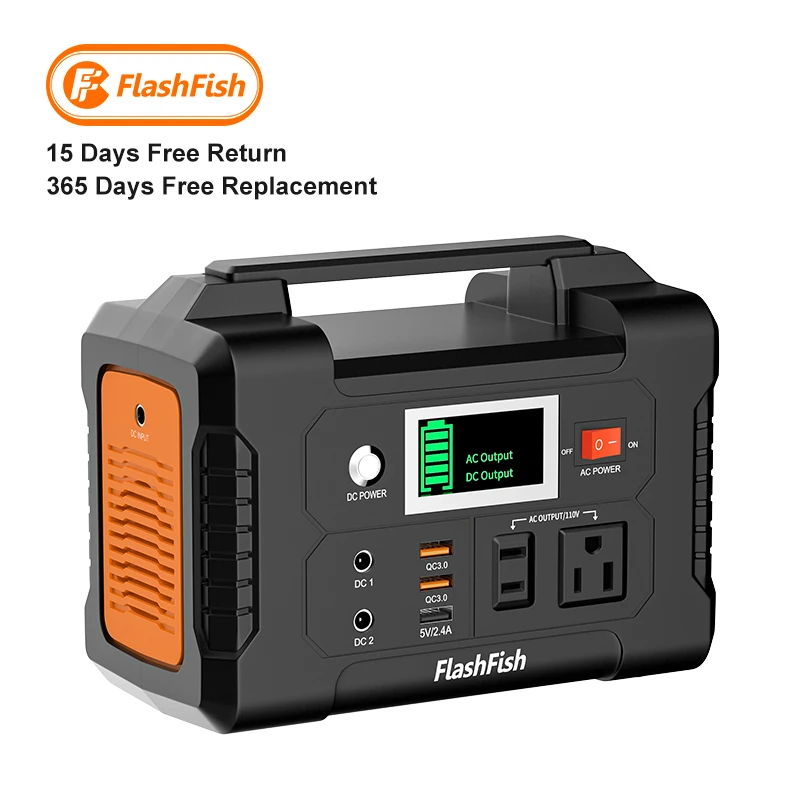 No gasoline No noise Campers RVs Flashfish 200W Silent Station with Inverter Portable Solar Power Electric Generator