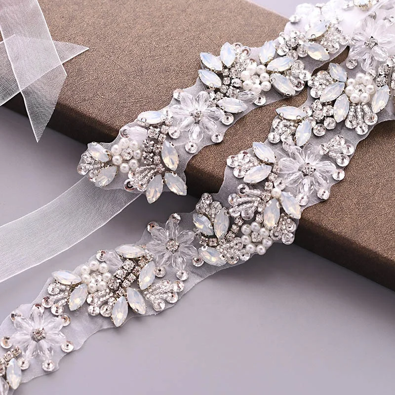 Delicate Crystal Rhinestone Applique Belt Bridal Wedding Sash And Belts For Evening Party Dress Accessories