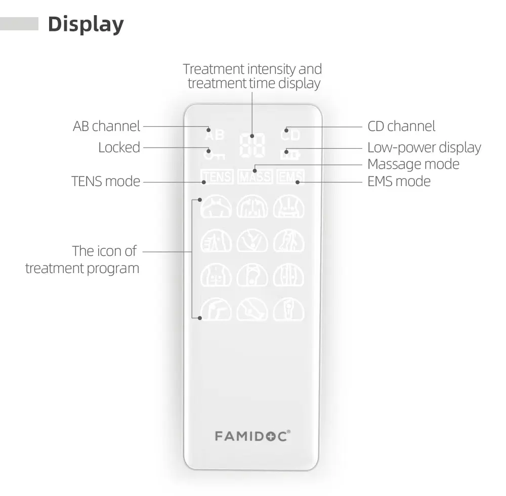 4 channels tens unit muscle stimulator heat electrode pad physical therapy  TEN/EMS/MASSAGE  CE and 510K  Certified