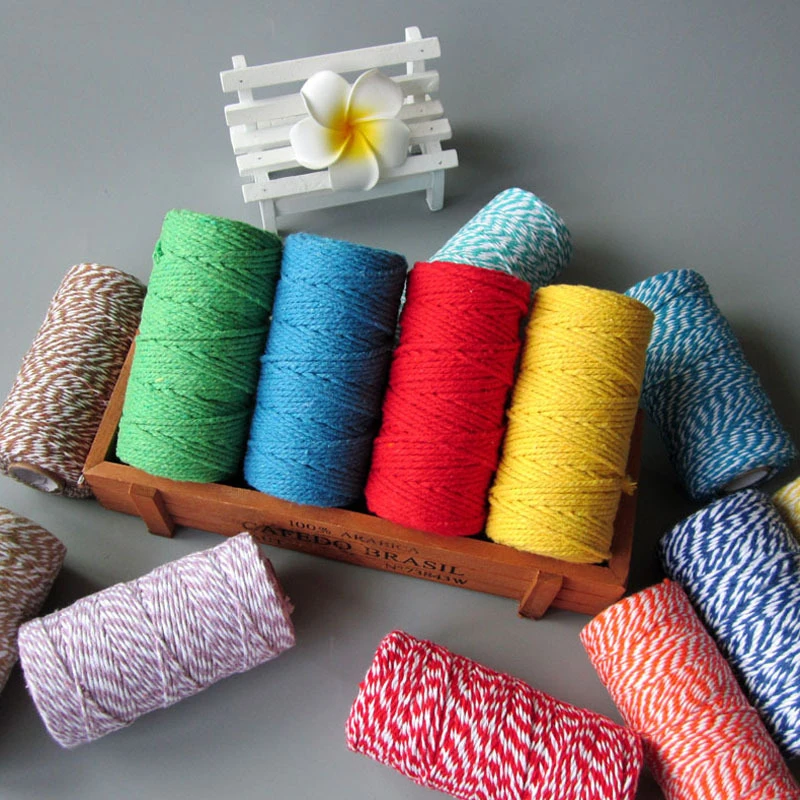 2mm colored macrame cord gold silk cotton rope Christmas gift wrapping decoration rope tag rope