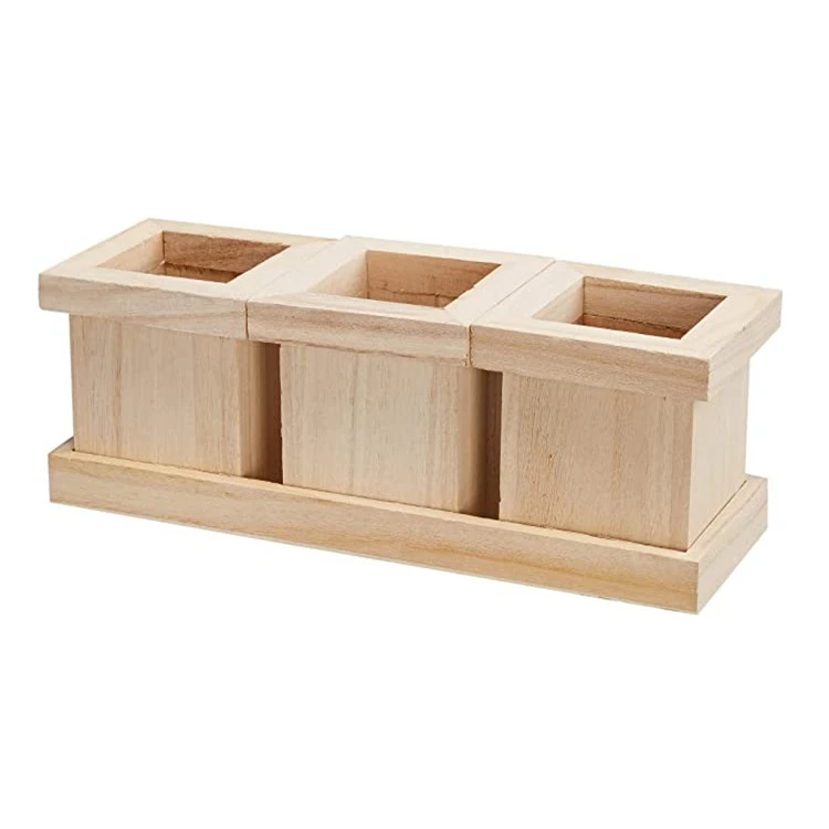 
Unfinished rustic 3piece set contracted handmade natual safe wooden box planter 