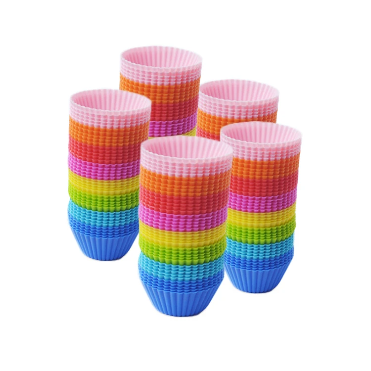 Reusable Silicone Cupcake Baking Cups Muffin Cups,Non-Stick Multi- Colors Container for cooking,Multicolor Cupcake Liner Molder