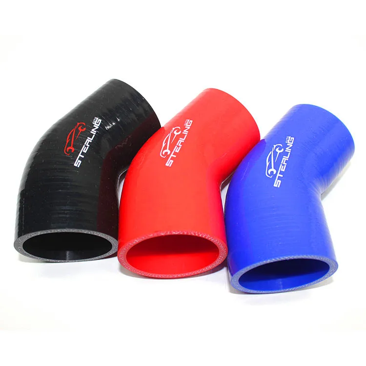 Супер гнущийся 4-слойная армированный стекловолокном 45 градусов локоть силиконовый конический шланг настройки логотипа