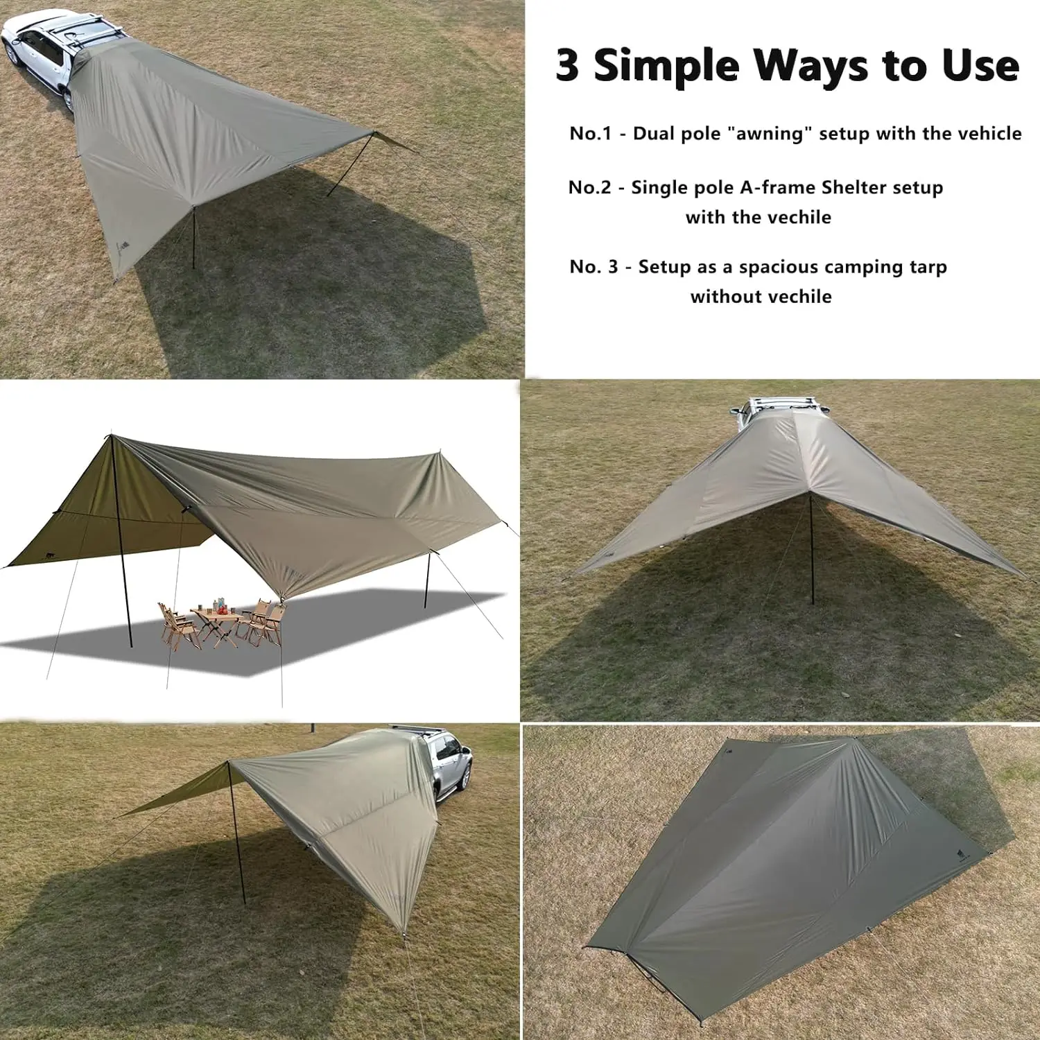 Ultra Light SUV  Car Side Awning Pole Outdoor Camping Tent Travel For Sun Shelter Canopy