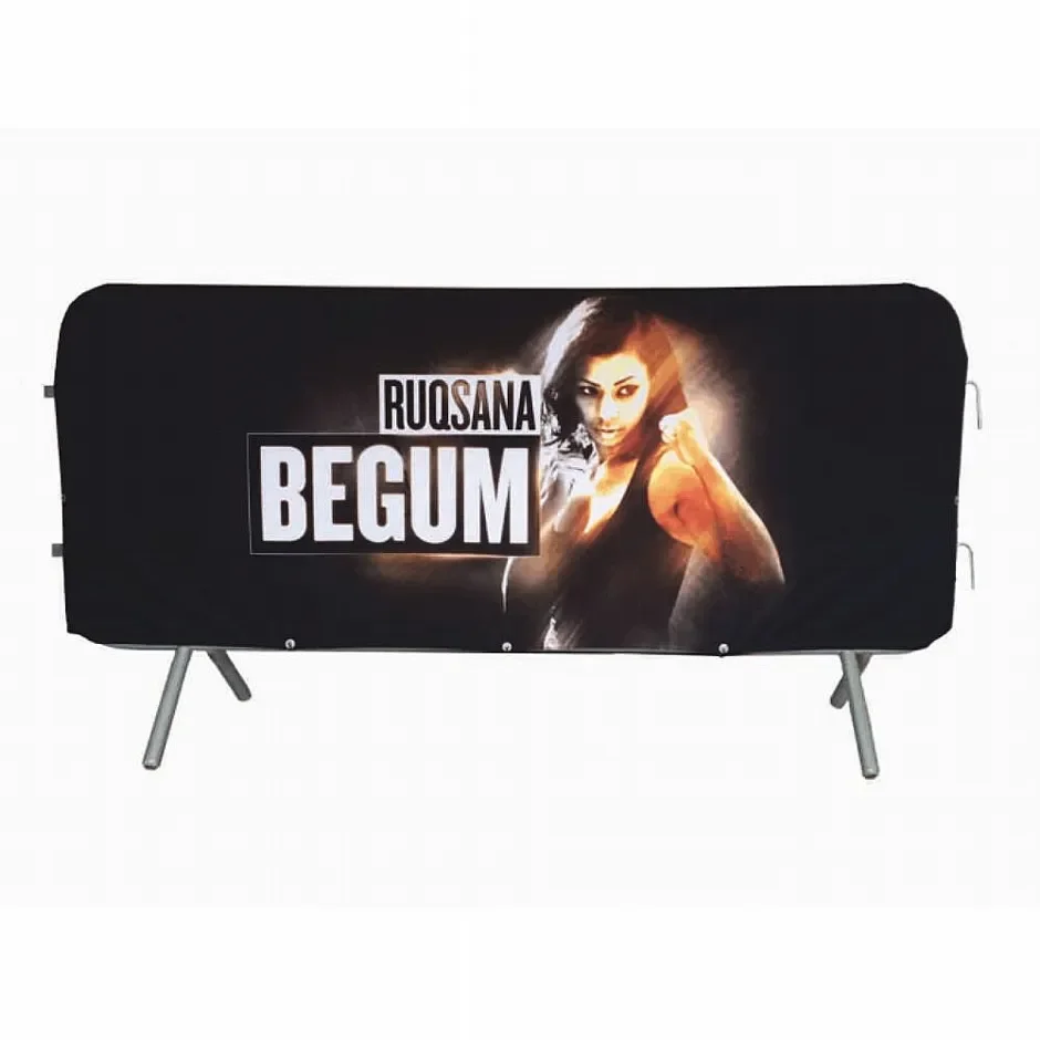 Barricade barrier cover customized printing crowd control banner Mesh PVC vinyl tension fabric fence barrier cover