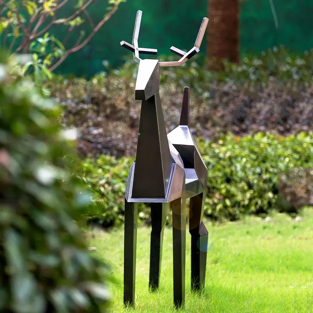 Keenhai customized large garden sculpture stainless steel deer statue