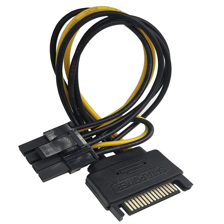 PCI Express Power Cable,15 Pin SATA Male to 8 Pin (6+2 Pin) PCI Express Female Video Card Power Adapter Cable
