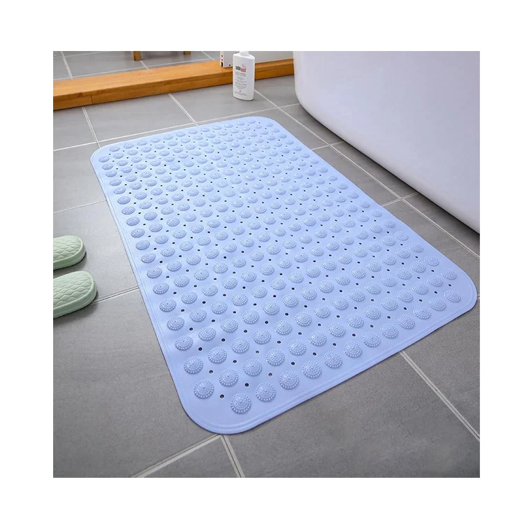 Waterproof Dusek Bath Mat Absorbent Non-Slip PVC Bathroom Rug Shower Foot Massage Bath Mat with Suction Cups Drain Holes