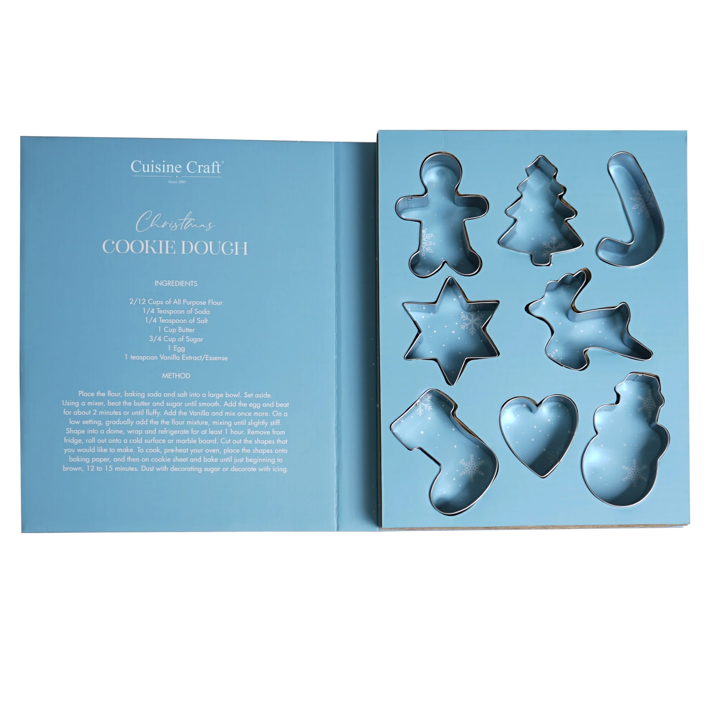 
Set Of 8 Pieces Christmas Stainless Steel Cookie Cutter Set With Cardboard Book Cake Tools 