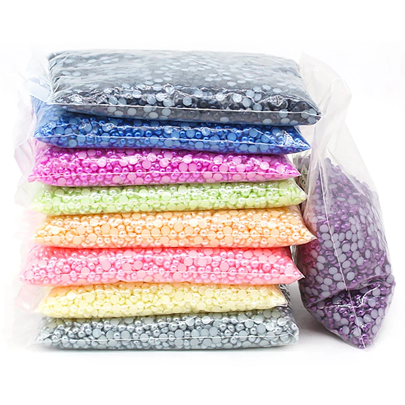 SOJI Bulk Flatback Half Round Pearls Flat Back Loose Pearls Rhinestone Applique Half Round Beads For Decoration Jewelry