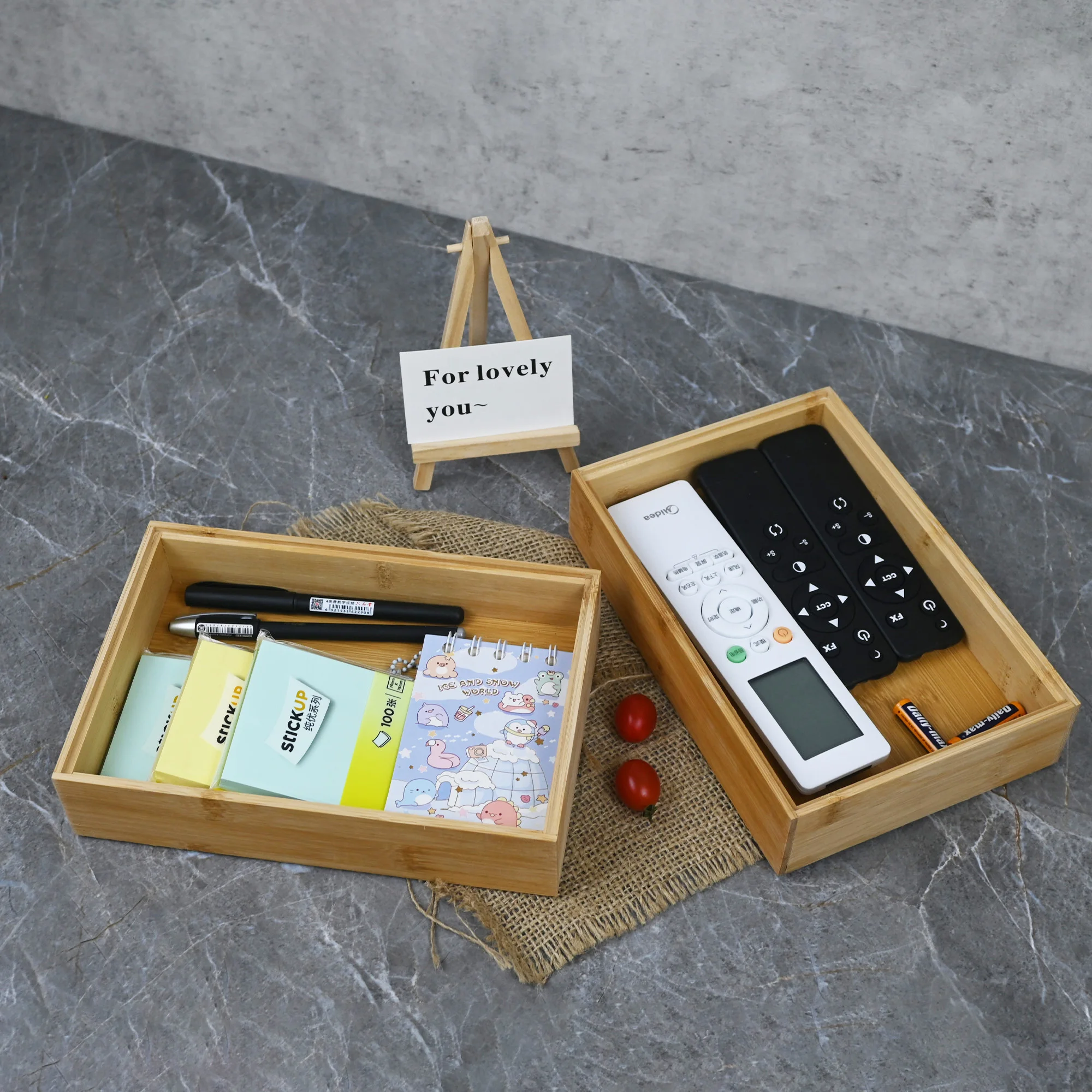 Wholesale Customizable Wooden Cosmetics Collapsible Foldable Storage Boxes Bins Jewelry Deak Kitchen Bamboo Organizer