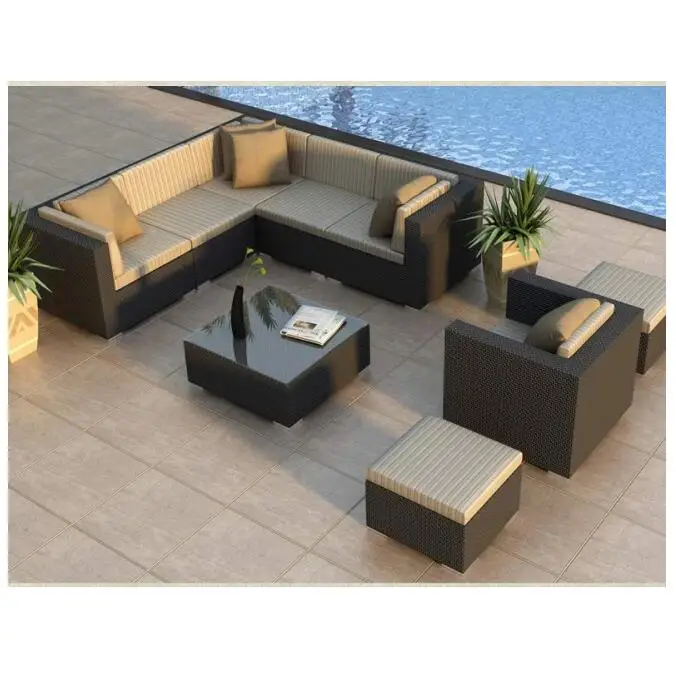 Hot selling lounge sets outdoor corner garden furniture rattan