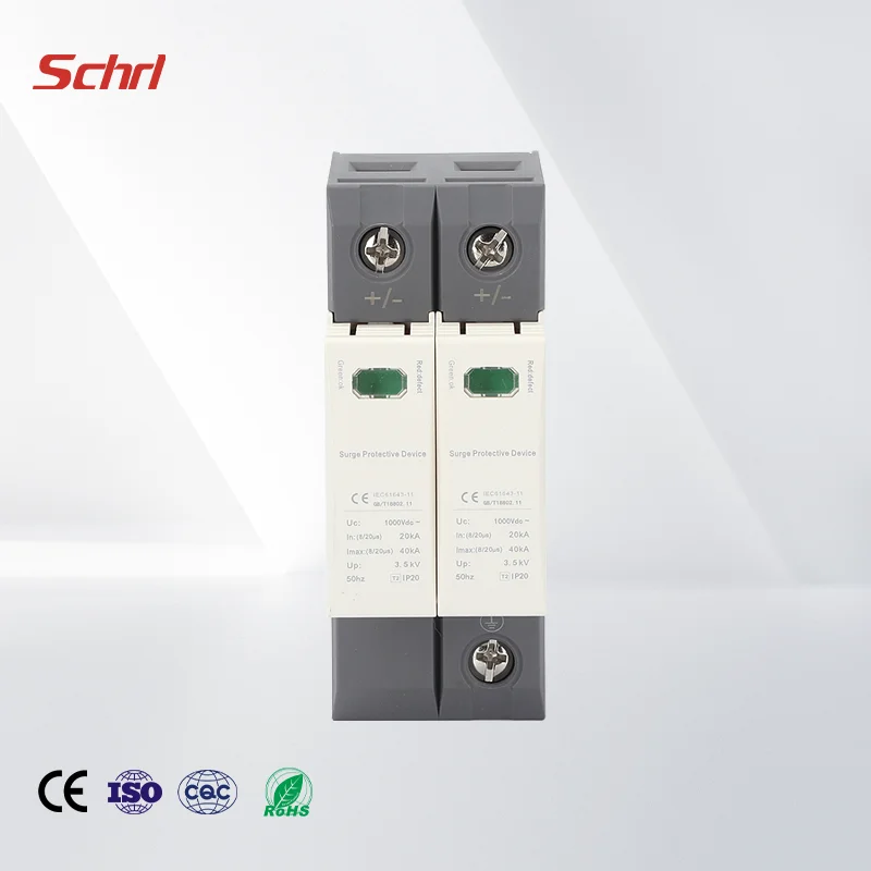 AC SPD 20kA 385VAC 2pole 2p 2 pole Surge arrester protection lightning T2 type 10-20kA PV AC surge protection devices