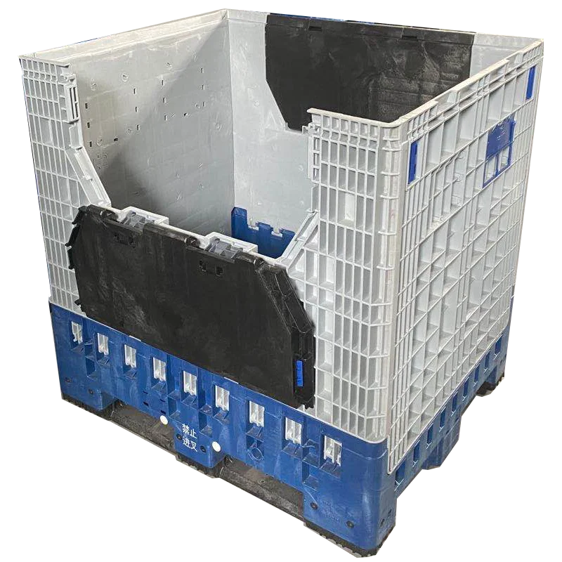 Flc1200-1020L 1200*1000*1200 Folding Hdpe Container Transport Tote Bulk Stackable Solid Box Pallet Box Plastic With Lid