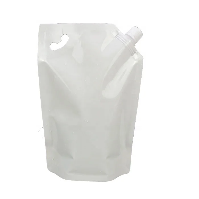 White Stand Up Leak Proof Pa Nylon Laminated Plastic Packaging Spouted Pouch Bags For Liquid Products