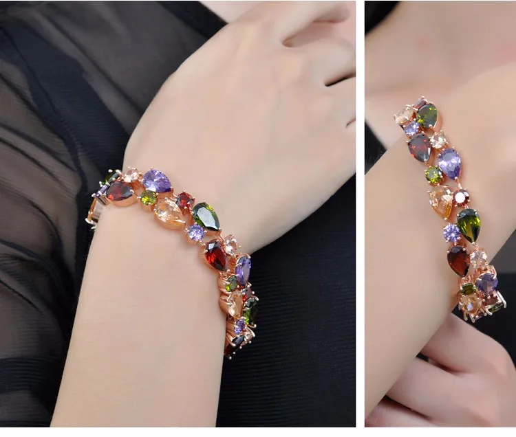 Charm CZ Bracelet For Women Rose Gold color Mona Lisa Bangle Bracelet