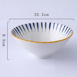 Factory Direct Japanese Korean Style 8 Inch Hand Painted Porcelain Rice Ramen Bowl