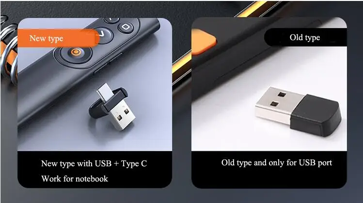Беспроводная лазерная указка с USB + приемником type C, 2,4 ГГц