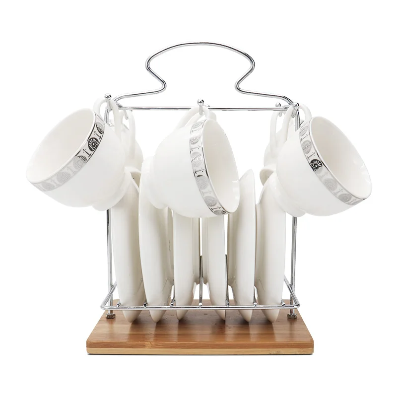 wholesale Arabic ethiopian coffee cup saucer 12pcs set with cup hanger stand