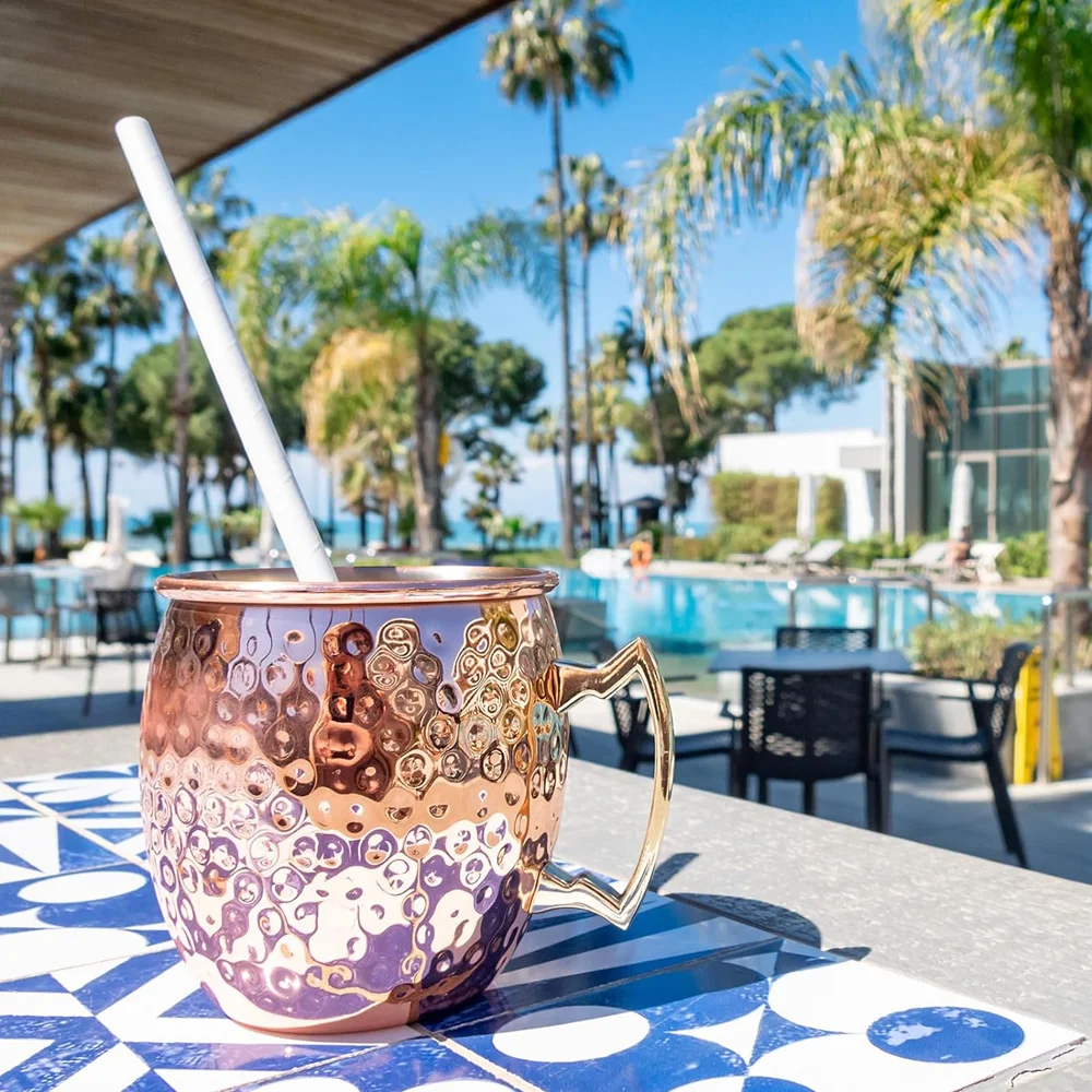 Gold Stainless Steel Moscow Mule Mug 18Oz Copper Plated Classic Drinking Cup With Handle Martini Glass Kitchen Bar Drinkware