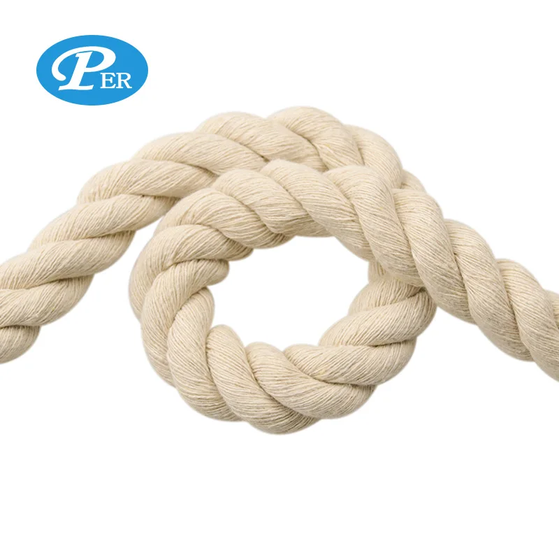 Оптовая продажа заказной естественный цвет 3 нити хлопчатобумажные скрученная веревка