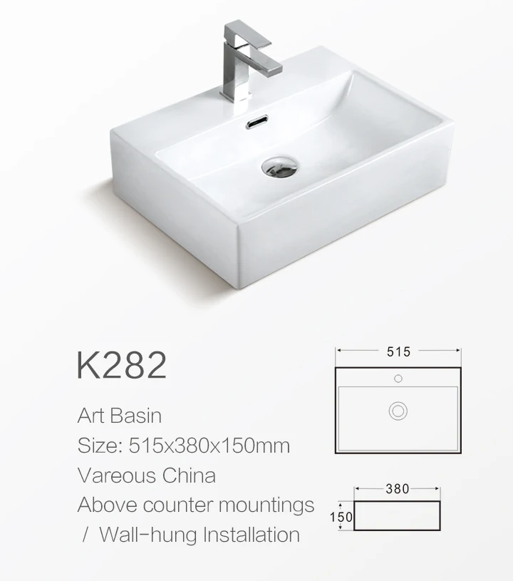 Sanitary Ware vasque sundowner Counter Top Ceramic Wash Basin Modern Rectangular Bathroom Sink Basin