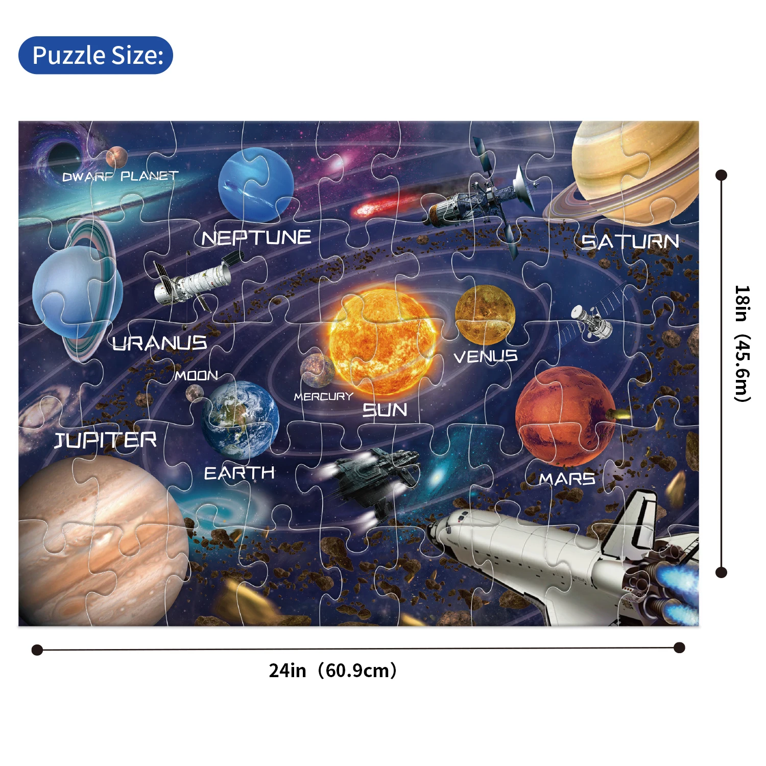 Miniwhale 46pcs solar system custom photo maker puzzles easy to see and handle private label  with jigsaw puzzle gift box
