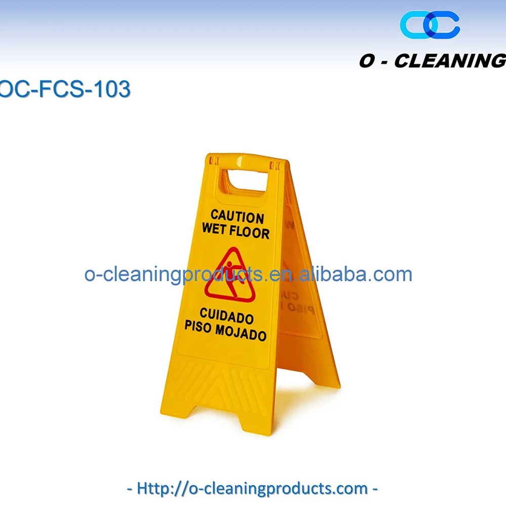 O-Cleaning Two-Sided Wet Floor Caution Sign English/Spanish,Fold-Out Biligual Floor Safety Warning Sign For Mall/Supermarket