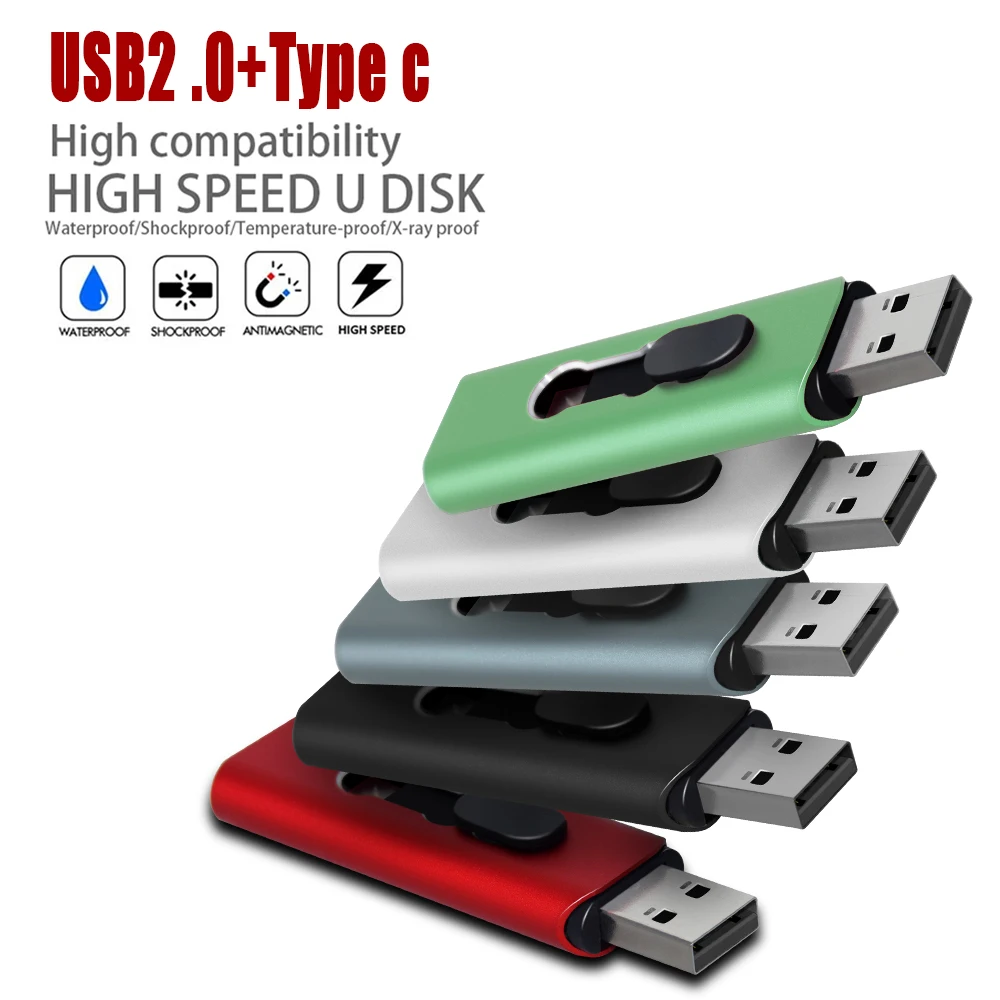 Various Color USB 2.0 Flash Drive Type C Pen Drive 16GB 32GB 128GB 256GB usb memory 64GB USB 2.0 stick Pendrive for Android/PC