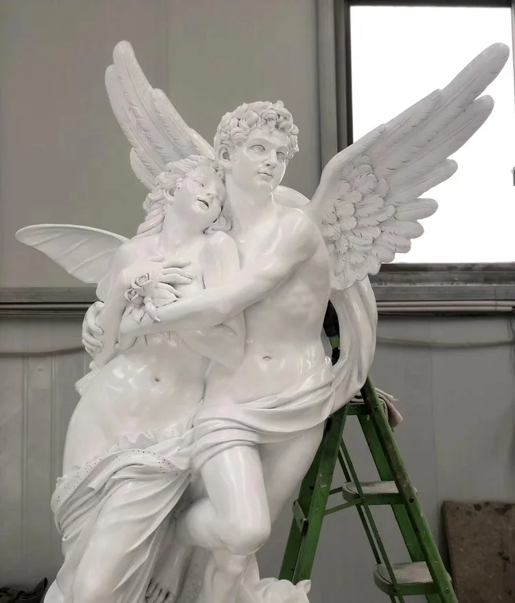 Famous decorative Roman angel sculpture Greek fiberglass Cupid and Psyche Sculpture statues