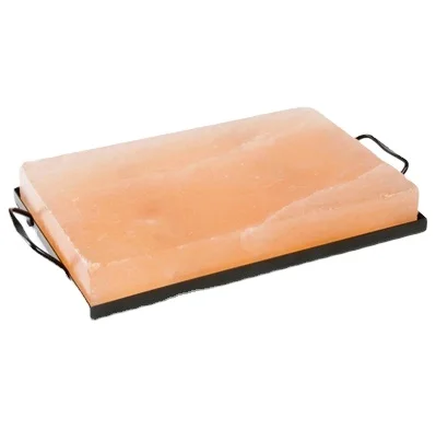Natural Himalayan pink Salt Plate Slab /brick/tile BBQ With Stainless Steel Holder for Cooking
