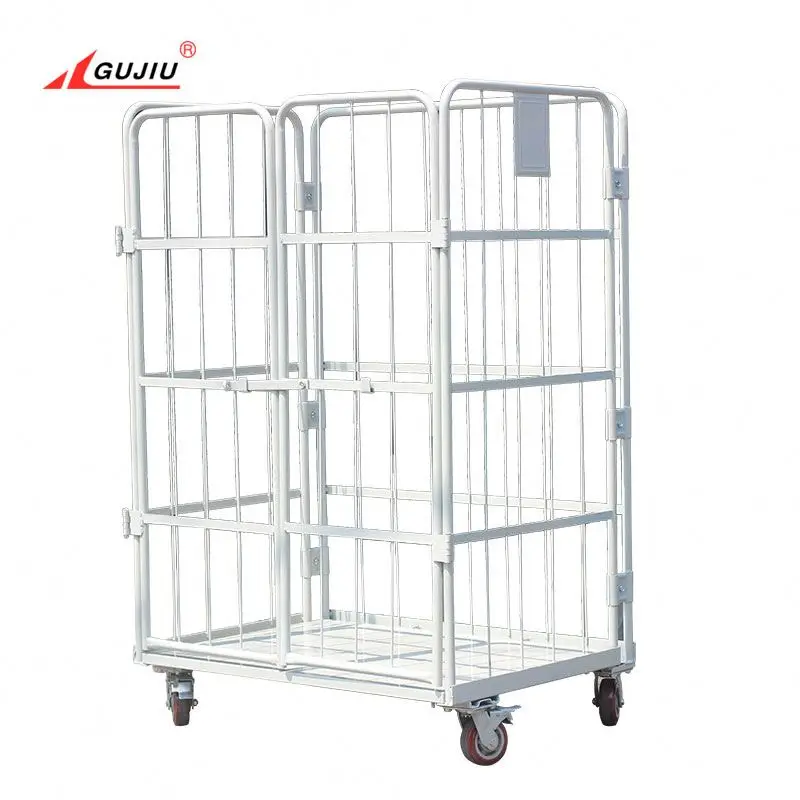 Storage Metal Folding Cargo Pallet Transport Roller Wire Multi-Function Folding Industrial Transport Trolley