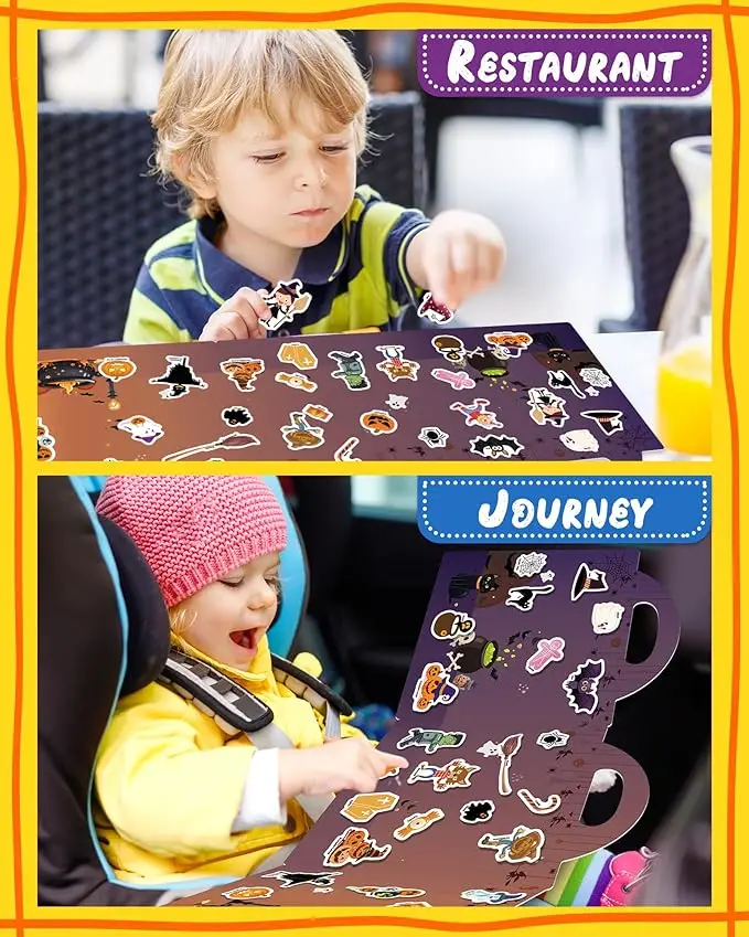 Halloween Reusable Sticker Book for 2-4 year olds,Travel Halloween Sticker Book for kids,Waterproof Sticker Book for 1-3,