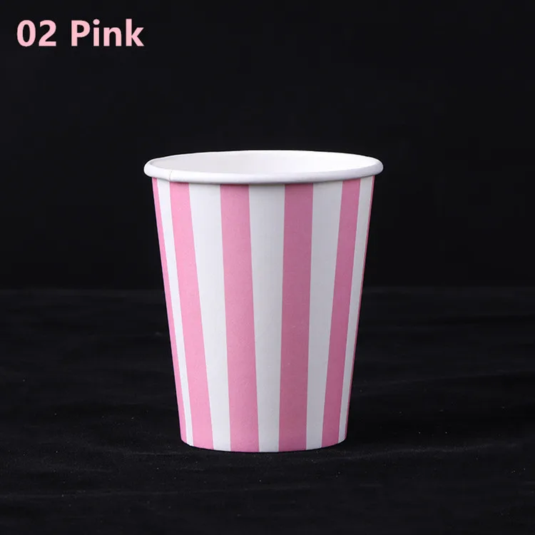 Disposable Striped Colored Paper Cup 9 oz 250ml Thickened Eco-Friendly Birthday Party Paper Cup