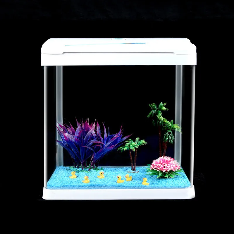 Desktop Living Room HD Glass Mini Mute Aquarium Hot Bending Small Goldfish Landscaping Fish Tank