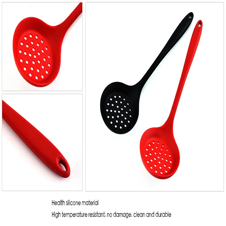 Sanwei Hot Selling Long-Handled Food-Grade Dishwasher Safe Kitchen Pasta Food Strainer Silicone Colander Cooking Spoon
