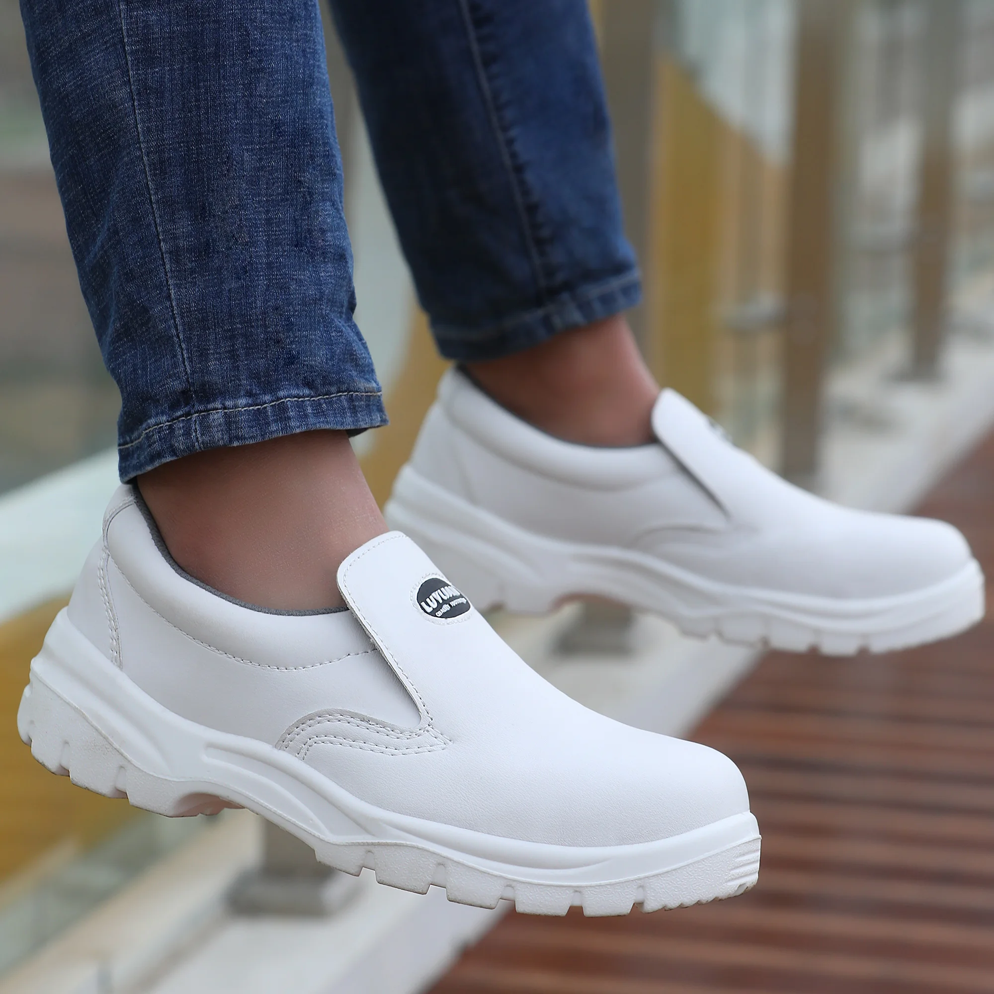 white anti-smashing anti-static ESD ladies comfortable nurse shoes genuine leather medical shoes men chef safety shoes
