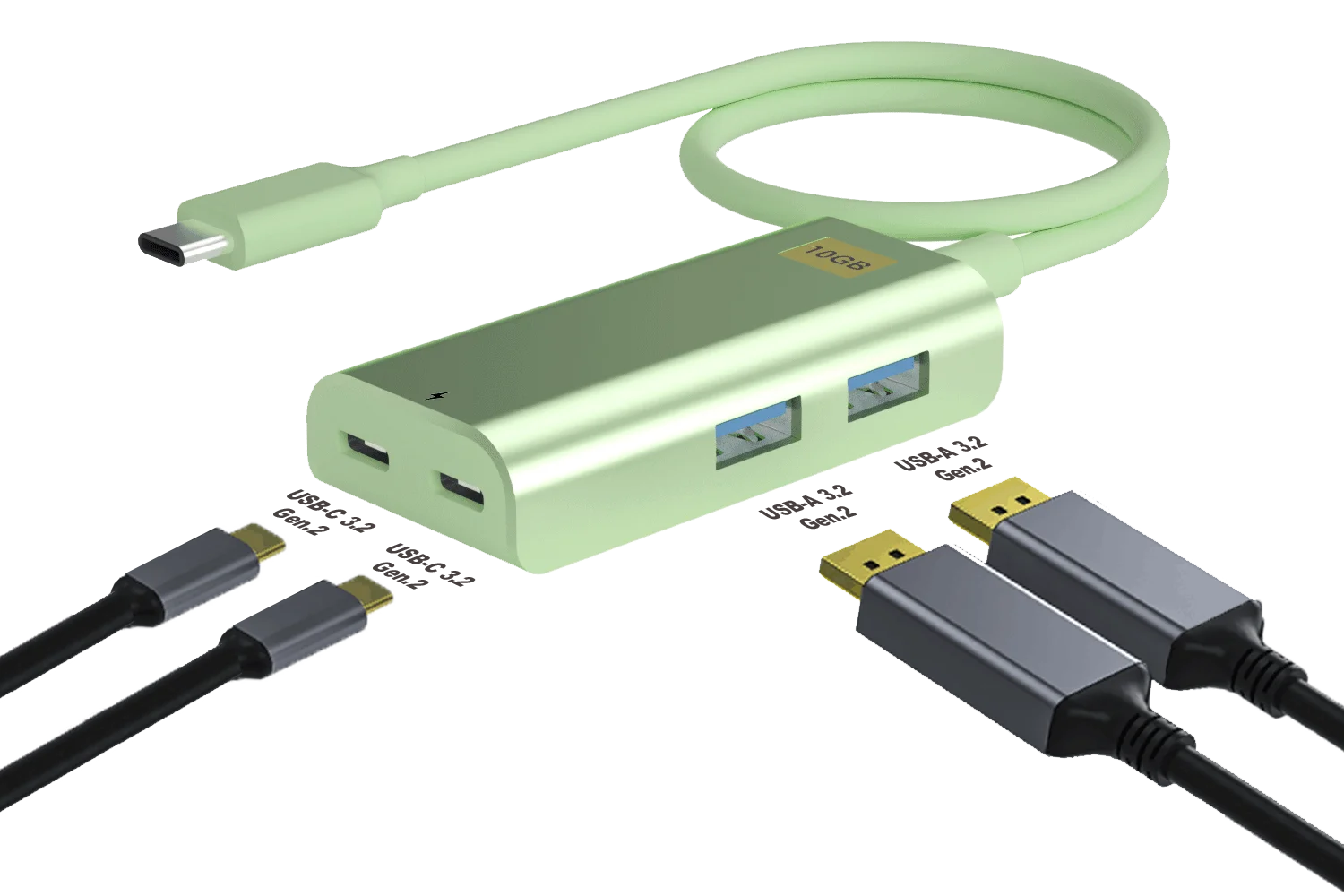 high quality super soft 10Gbps 4 Ports usb type c usb laptop hub  4 in 1 dock dual silicone jacket usb c hub 10Gbps