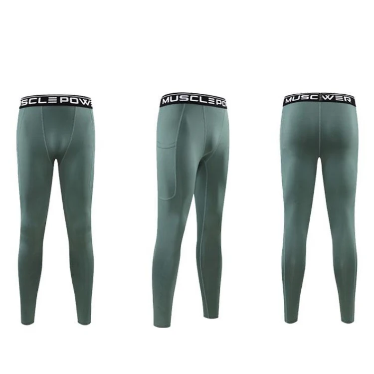 Men Polyester Spandex Sportswear Compression Dry Cool Sports Tights Pants Racing Base Layer Pants Sports Tight