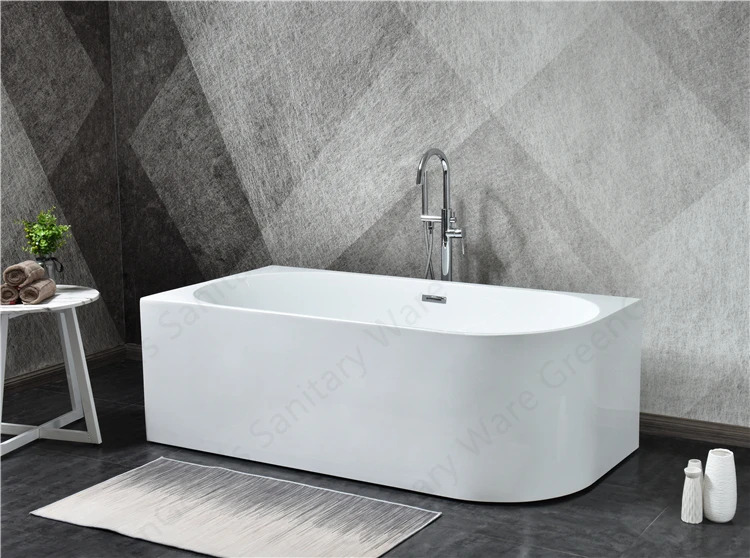 Custom Size Soaking Bath Tubs 1500mm Single Ended Acrylic Freestanding White Easy Clean Corner Bathtub for Malaysia