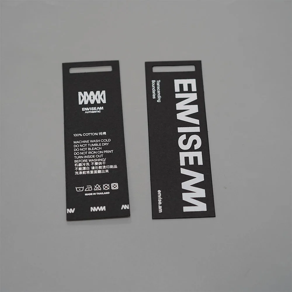 Customized brand logo garment tag 3D embossed silicone patch rubber label black paper hang tag for clothing business