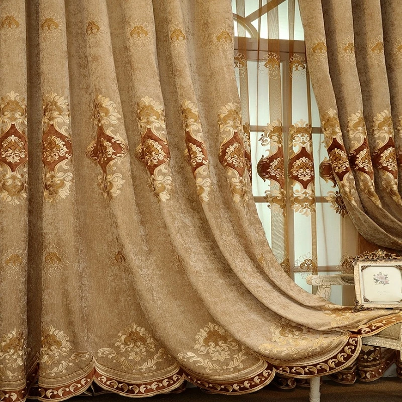 
China supplier custom blackout european luxury window embroidered curtains for living room 