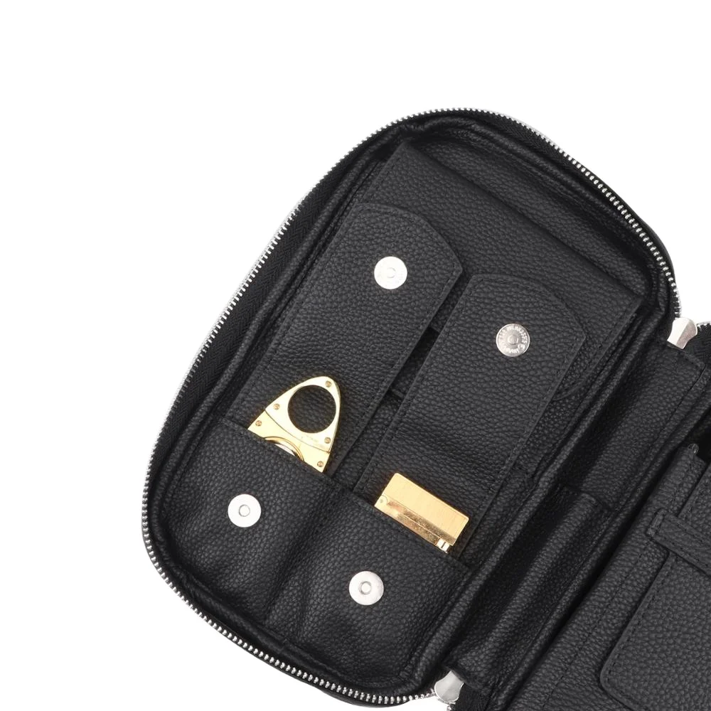 Amazon Aliexpress hot sell Cigar Bag PU Leather Humidor Travel Cigar Case for Cutter Lighter and Tobacco Cigarettes